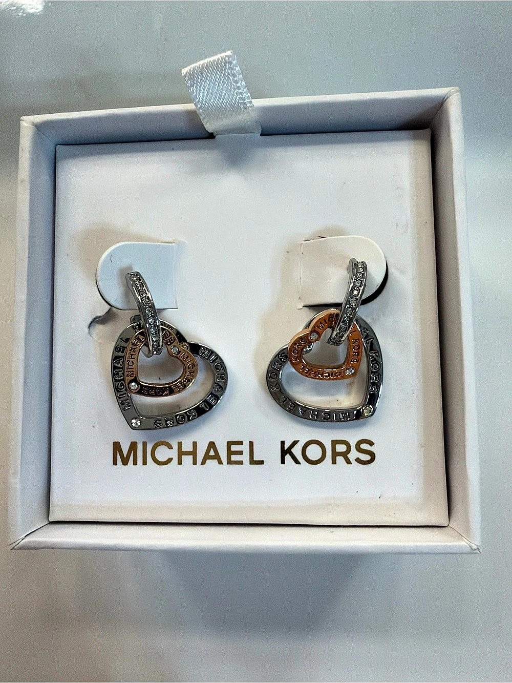 Michael Kors Two-Tone Heart Drop Earrings